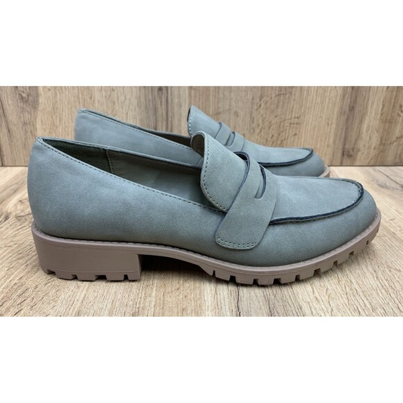 Me Too Oriel Nutmeg Vegan Suede Y2K Chunky Lug Sole Penny Loafer Shoes 8 M - Picture 2 of 16